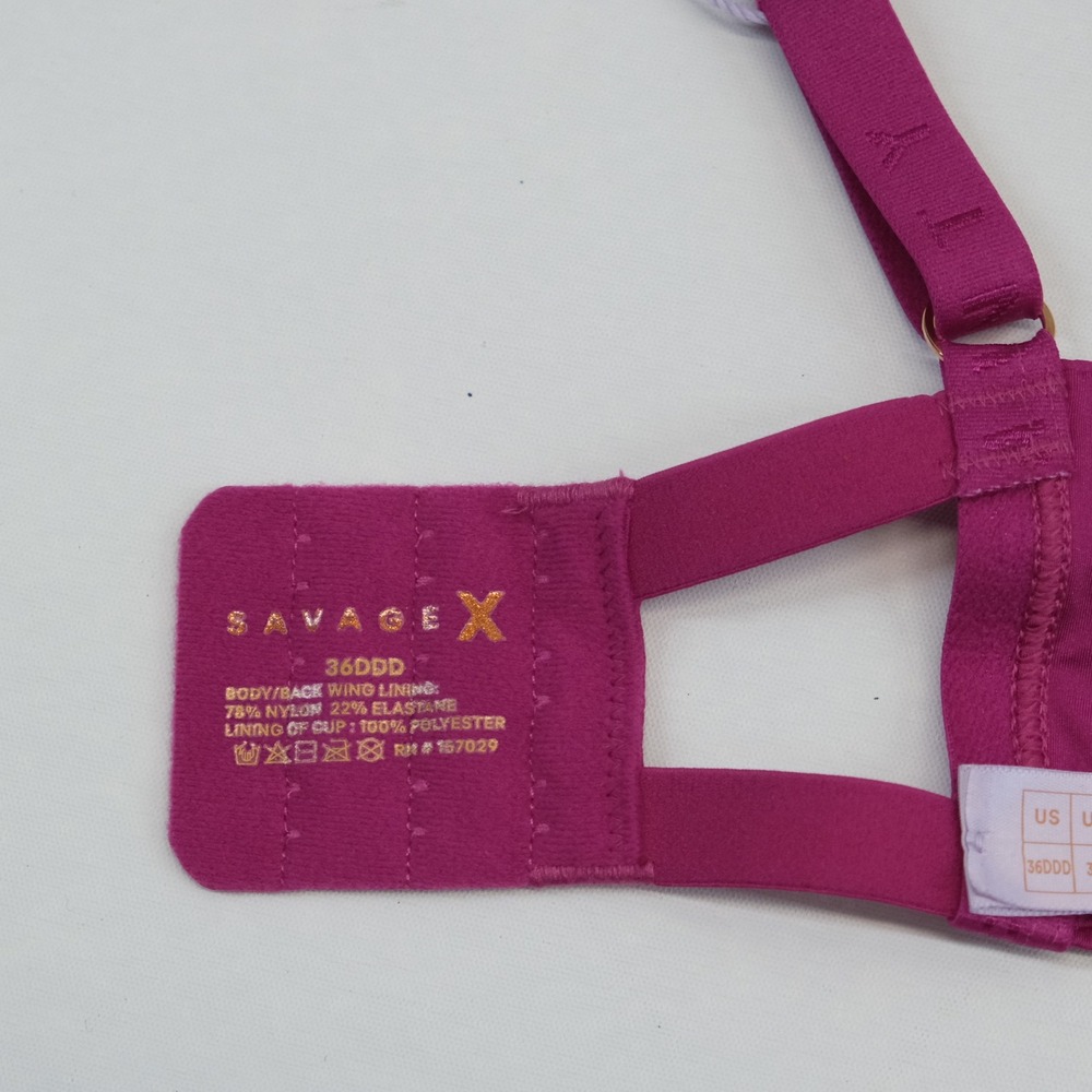 NWT Savage X Fenty Lingerie Set Women Magenta Bra Thong 36DDD M Intimates - Picture 6 of 9
